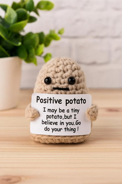 Positive Potato Plush – Mini Handmade Motivational Crochet Doll