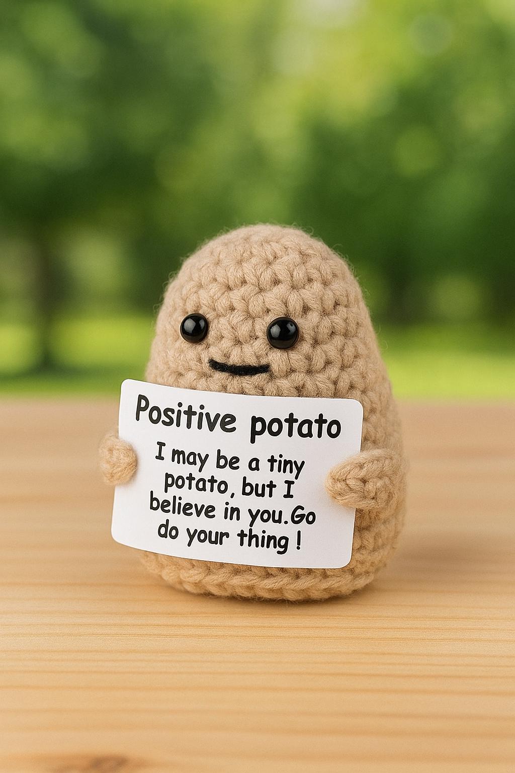 Positive Potato Plush – Mini Handmade Motivational Crochet Doll
