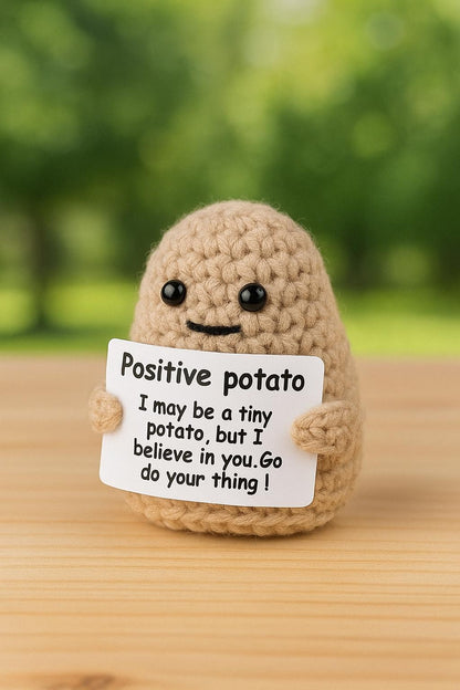 Positive Potato Plush – Mini Handmade Motivational Crochet Doll