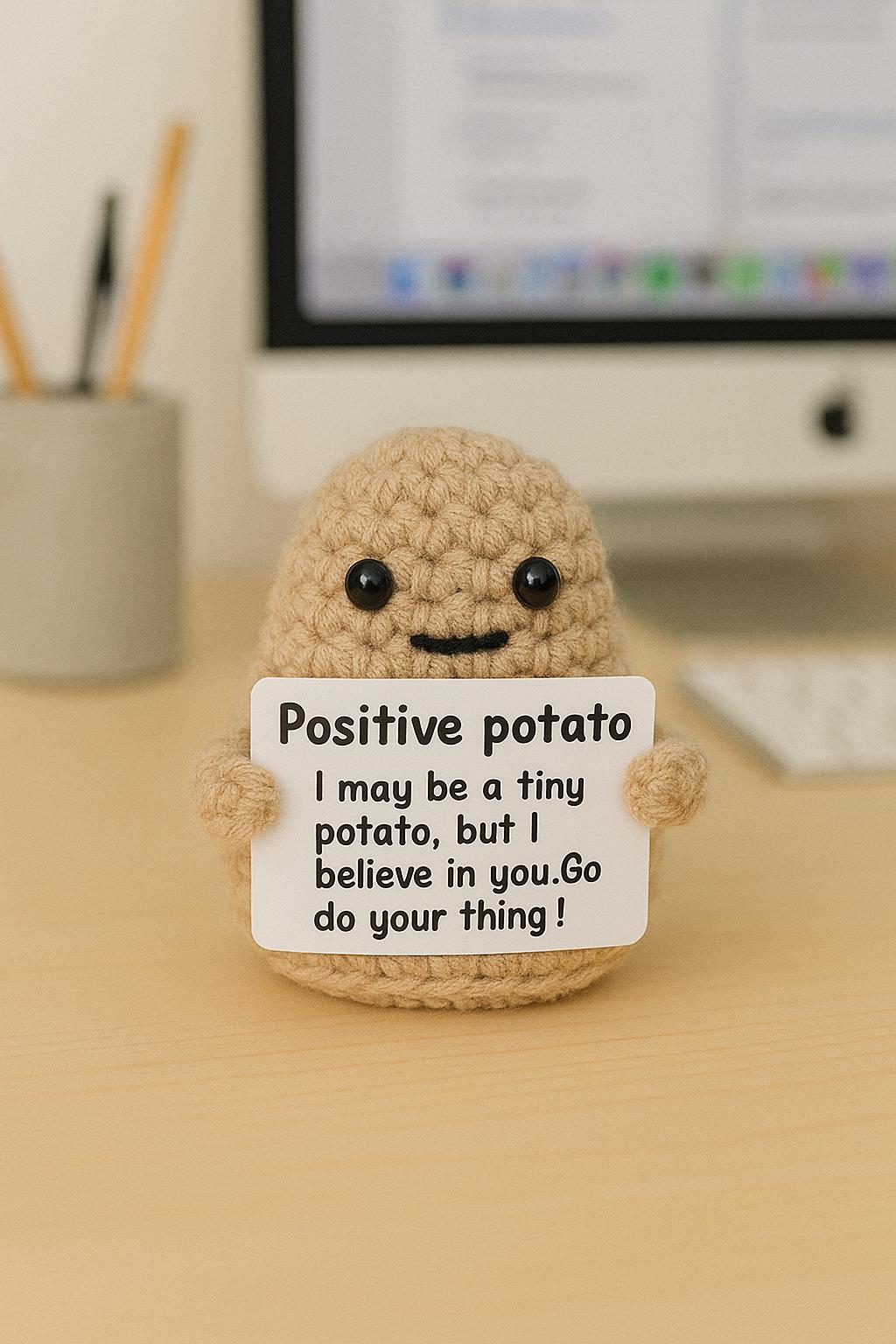 Positive Potato Plush – Mini Handmade Motivational Crochet Doll