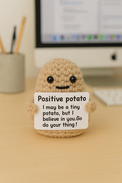 Positive Potato Plush – Mini Handmade Motivational Crochet Doll