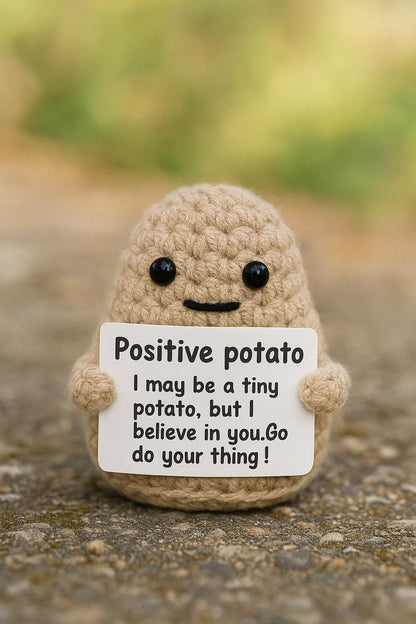 Positive Potato Plush – Mini Handmade Motivational Crochet Doll