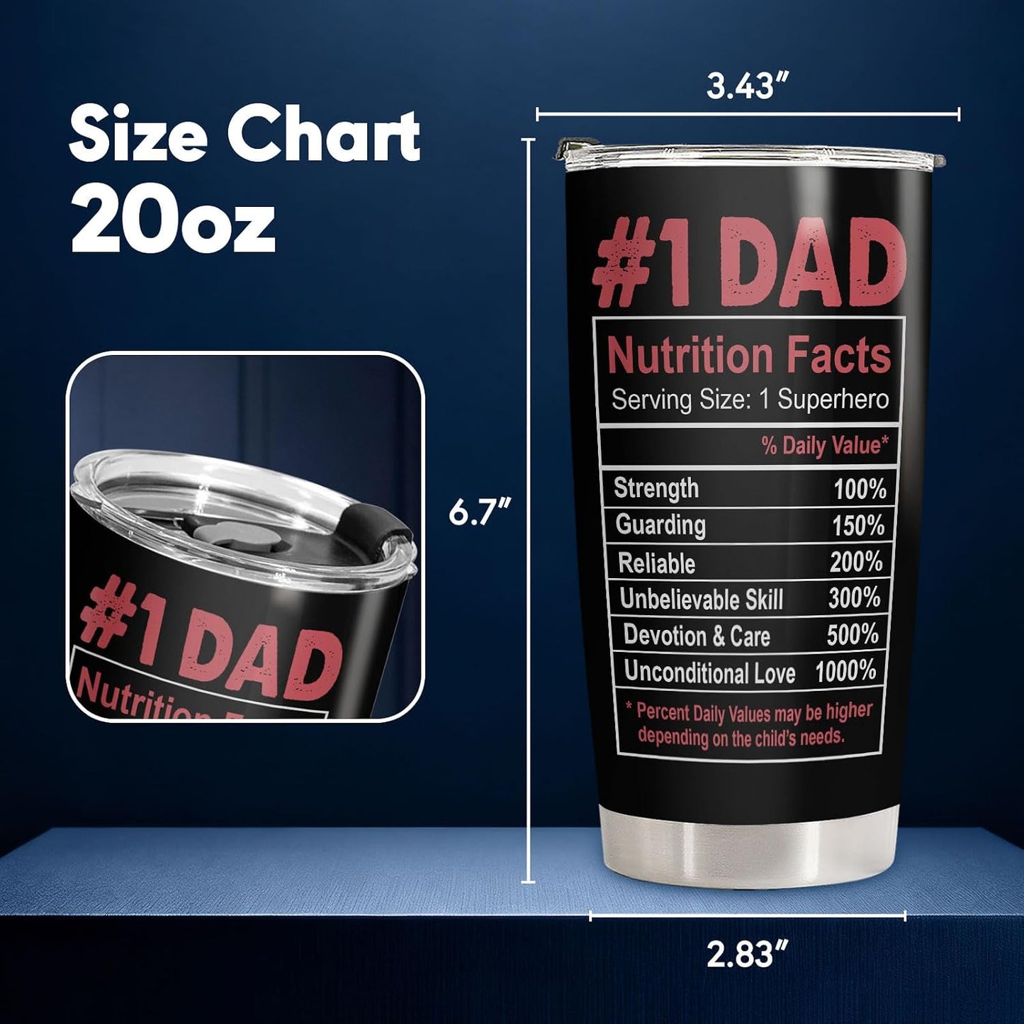 Best Dad Ever Life Father Stepdad 20 oz Tumbler, Funny Dad Gift | Gifts for Men, Birthday Present Ideas for Father Stepdad Husband Uncle Him