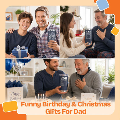 Fathers Day Gift For Dad - Dad Birthday Gifts From Daughter, Son, Kids - Birthday Present Ideas For Father, New Papa, Bonus Father From Daughter, Son - 20 Oz Tumbler