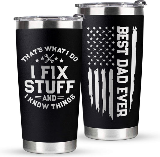 Best Dad Ever Gifts - Fathers Day Gift Dad - Dads Christmas Birthday Gifts from Daughter, Son- Tumbler Cup 20 oz