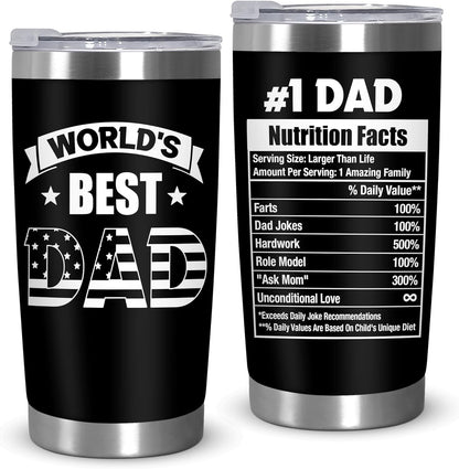 Dad Gifts from Daughter Son - 20 oz Stainless Steel Tumbler | Dad Birthday Gifts, Birthday Gift Ideas, Dad Tumbler, Easy to Clean, Spill-Resistant Lid, Gift Ready