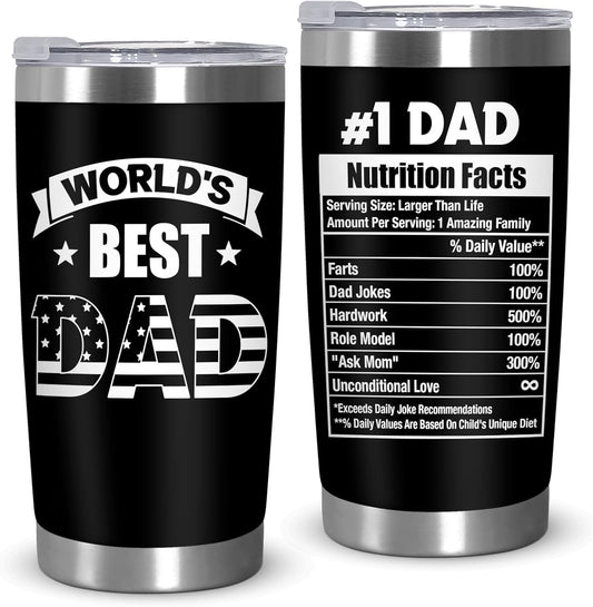 Dad Gifts from Daughter Son - 20 oz Stainless Steel Tumbler | Dad Birthday Gifts, Birthday Gift Ideas, Dad Tumbler, Easy to Clean, Spill-Resistant Lid, Gift Ready