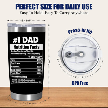 Dad Gifts from Daughter Son - 20 oz Stainless Steel Tumbler | Dad Birthday Gifts, Birthday Gift Ideas, Dad Tumbler, Easy to Clean, Spill-Resistant Lid, Gift Ready