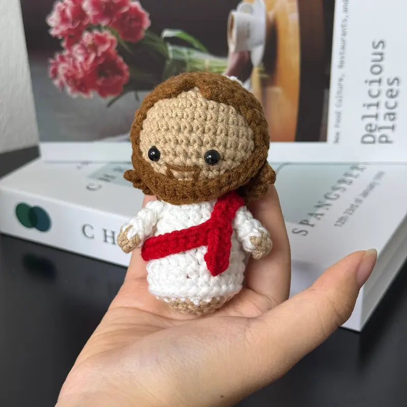 Car Hanging Decoration - Handmade Crochet Jesus Car Hanger - DIY Knitting Yarn Craft Ornament, Car Interior Accessories, Unique Decor, Ideal Gift for Enthusiasts
