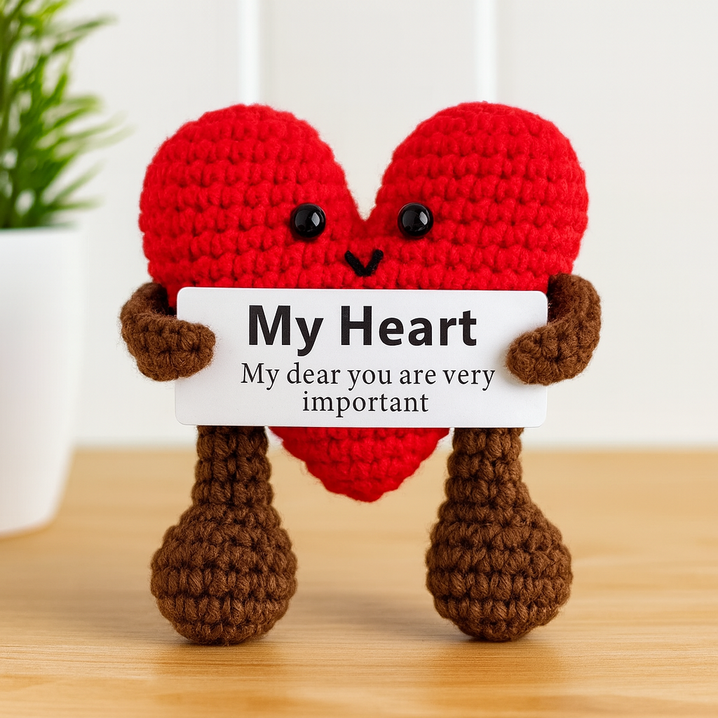 Amigurumi Heart Plush with Positive Message Card