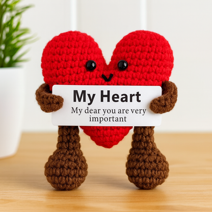 Amigurumi Heart Plush with Positive Message Card