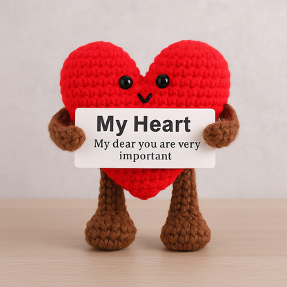 Amigurumi Heart Plush with Positive Message Card