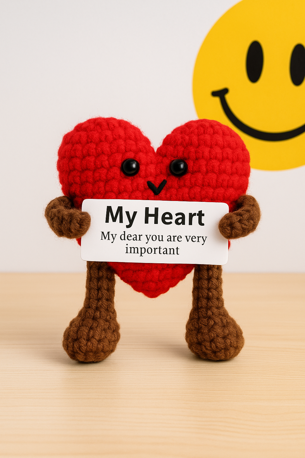 Amigurumi Heart Plush with Positive Message Card