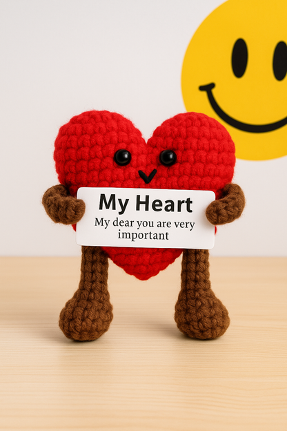 Amigurumi Heart Plush with Positive Message Card
