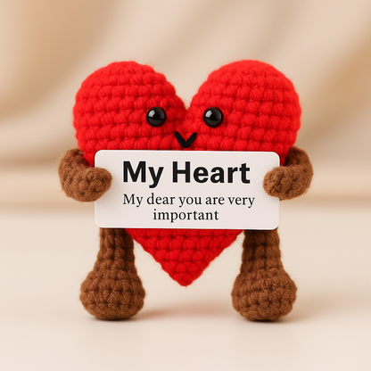 Amigurumi Heart Plush with Positive Message Card
