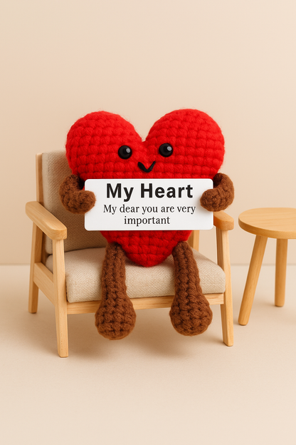 Amigurumi Heart Plush with Positive Message Card
