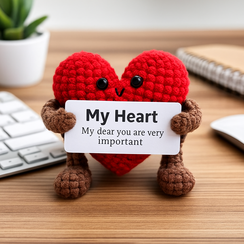 Amigurumi Heart Plush with Positive Message Card