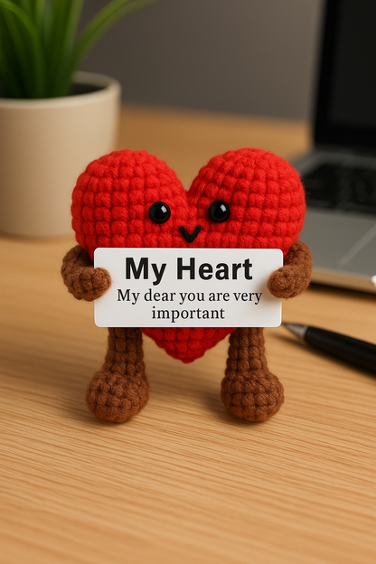Amigurumi Heart Plush with Positive Message Card