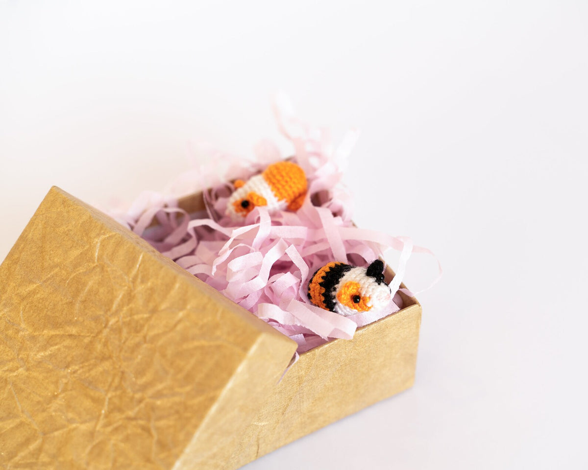 Mini Crochet Guinea Pig Dollhouse Miniatures, Micro Crochet Animal Hamster, Realistic Stuffed Animal