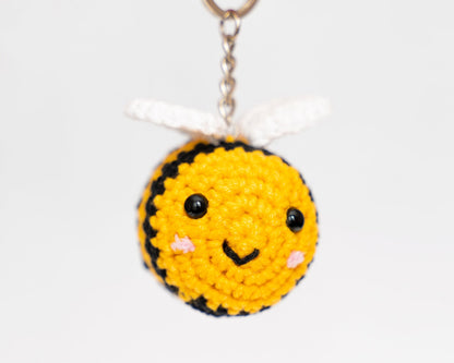 Crochet Keychain Crochet Animals Plush Keychain, Mini Bat, Frog Keychain, Crochet Bee Keychain, Stuffed Animal Keychain for Valentine's Day