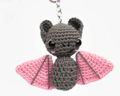 Crochet Keychain Crochet Animals Plush Keychain, Mini Bat, Frog Keychain, Crochet Bee Keychain, Stuffed Animal Keychain for Valentine's Day