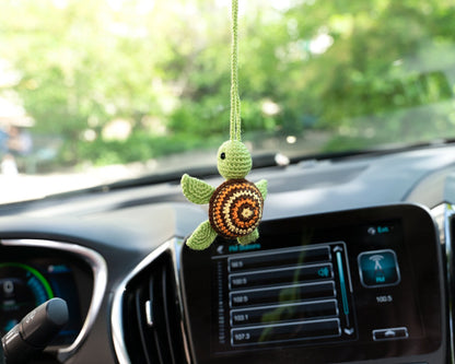 Cute Car Accessory Women Teens, Frog Car Mirror Hanging Accessories Turtle Car Decor, Rear View Mirror Mushroom Car Charm, Cool Hippie Stuff