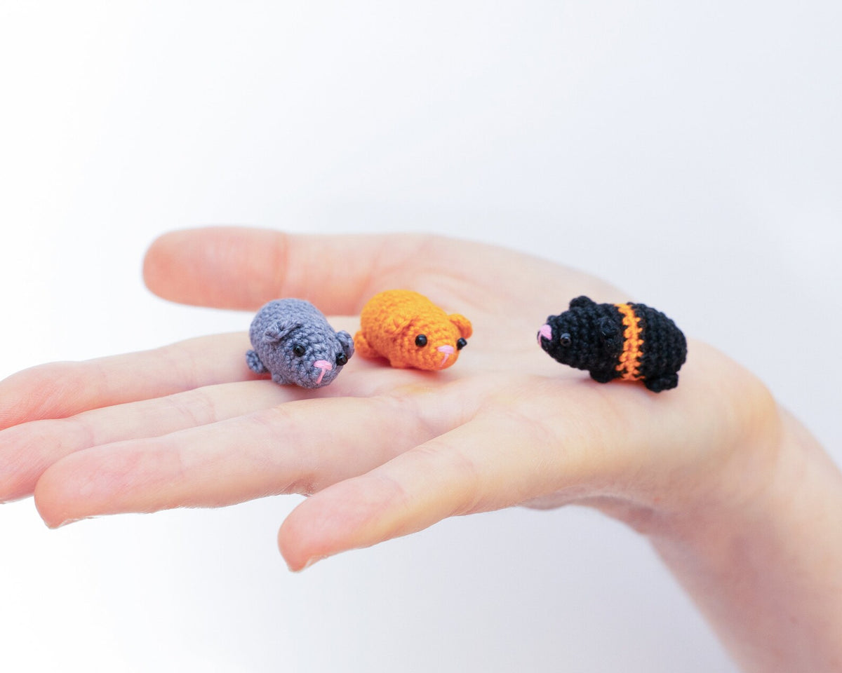 Mini Crochet Guinea Pig Dollhouse Miniatures, Micro Crochet Animal Hamster, Realistic Stuffed Animal