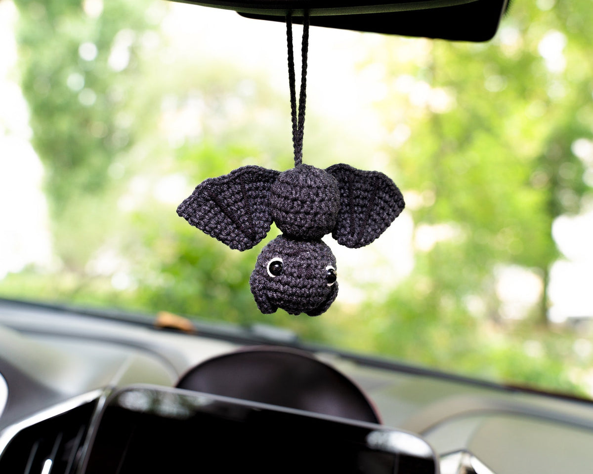 Cute Car Mirror Hanging Accessories for Women, Teens, Rear View Mirror Cat Car Decor Bat, Bee Anime Car Accessories Pokemon, Crochet Kawaii