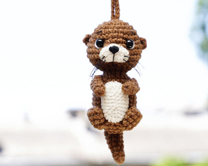 Crochet Car Charm, Cow, Dinosaur, Otter, Plant Car Mirror Hanging Accessory