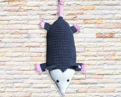 Possum Christmas Stocking Funny Crochet Possum Bag Holder, Opossum Christmas Decor, Cute Possum Gift Grey Stocking, Best Gift Possum Purse