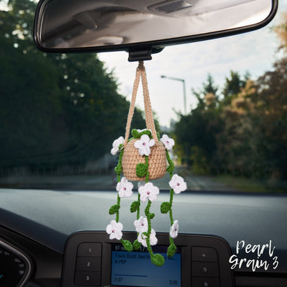 Personalized Crochet Daisy Car Hanging: Plant Lover Gift