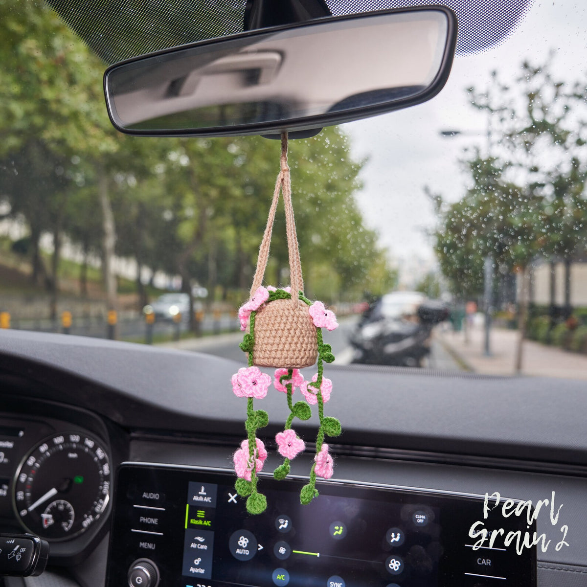 Personalized Crochet Daisy Car Hanging: Plant Lover Gift