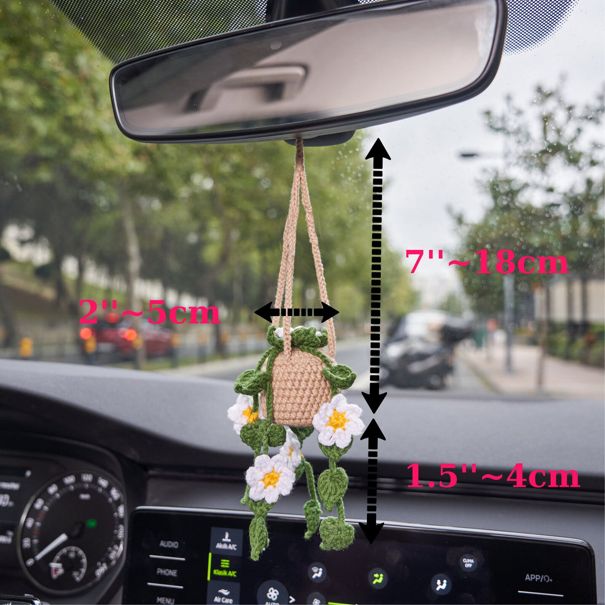 Personalized Crochet Daisy Car Hanging: Plant Lover Gift