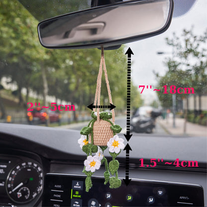 Personalized Crochet Daisy Car Hanging: Plant Lover Gift