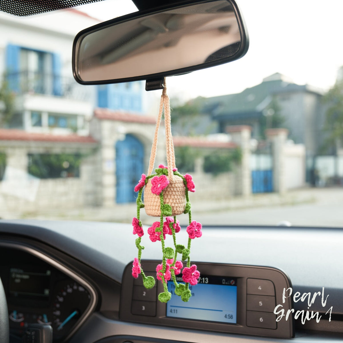 Personalized Crochet Daisy Car Hanging: Plant Lover Gift