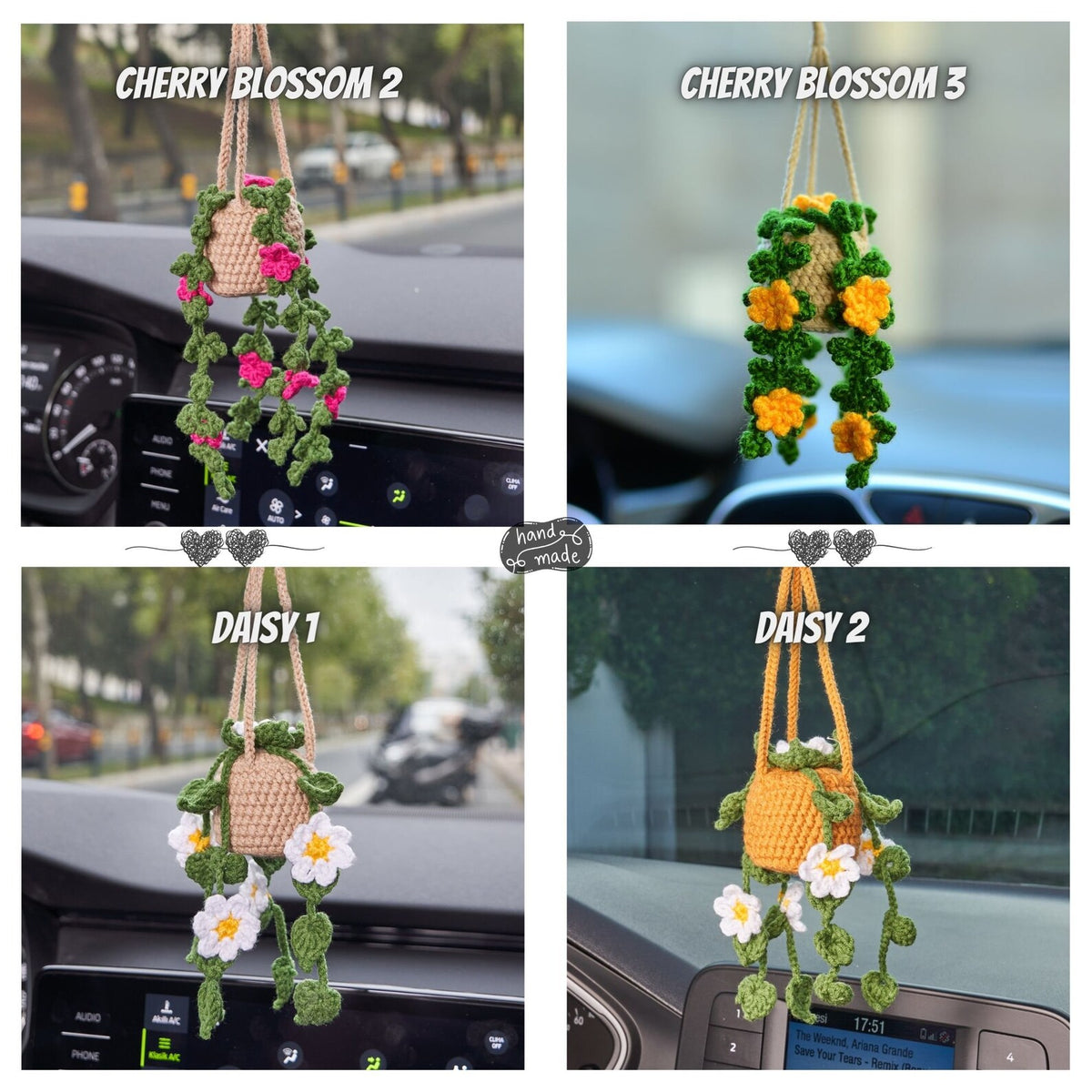 Personalized Crochet Plant Car Hanging • Custom Car Accessories