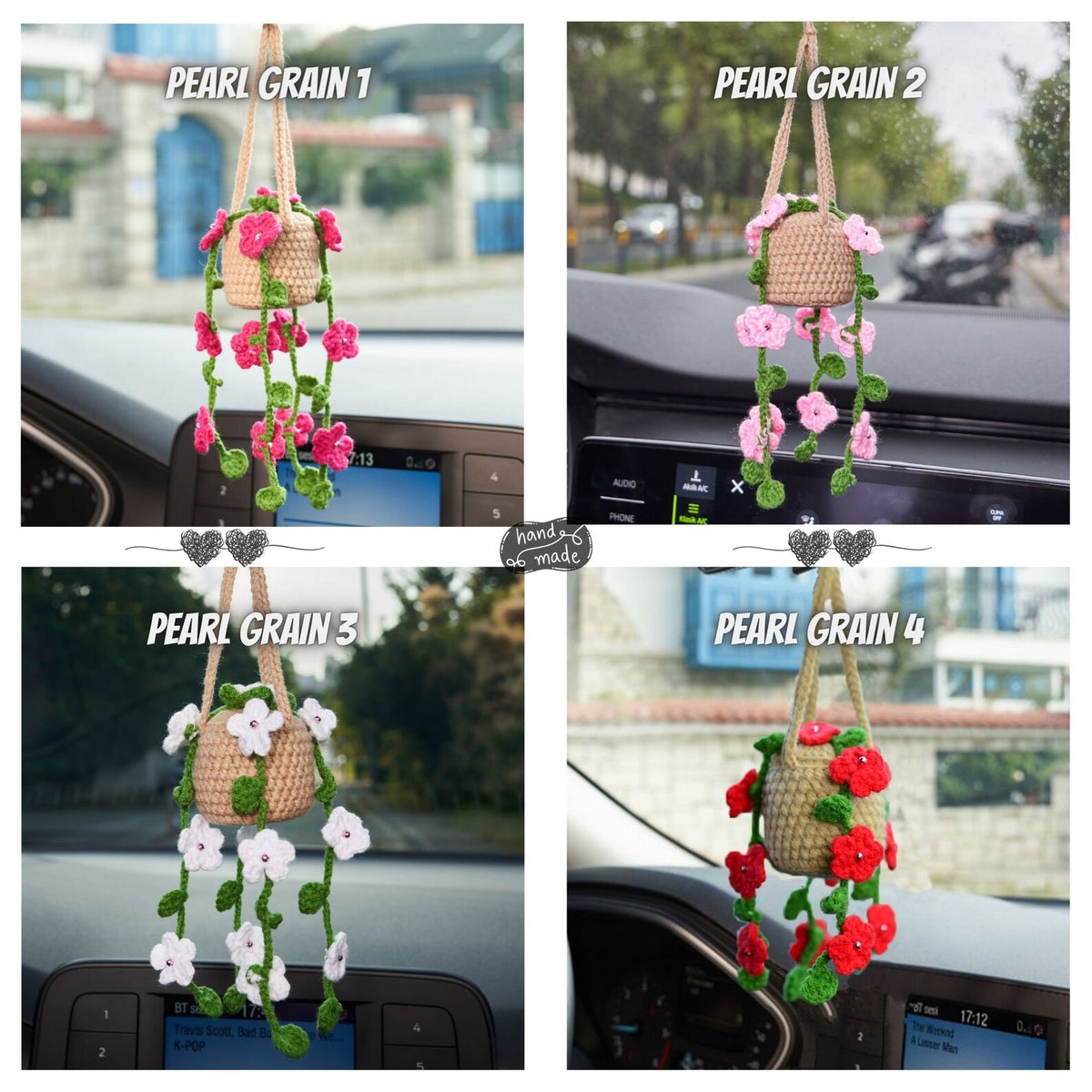 Personalized Crochet Plant Car Hanging • Custom Car Accessories