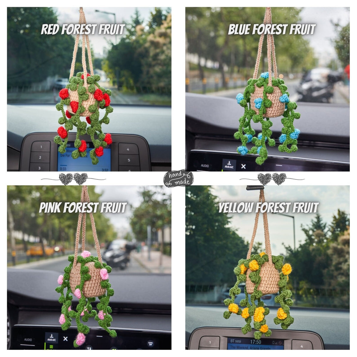 Personalized Crochet Plant Car Hanging • Custom Car Accessories