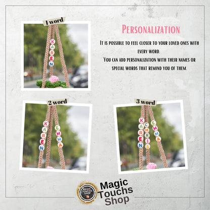 Personalized Crochet Plant Car Hanging • Custom Car Accessories