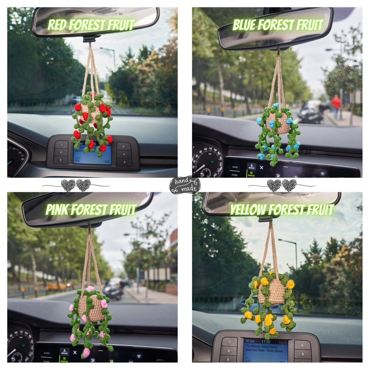 Crochet Strawberry Car Accessory: Custom Plant Hanger