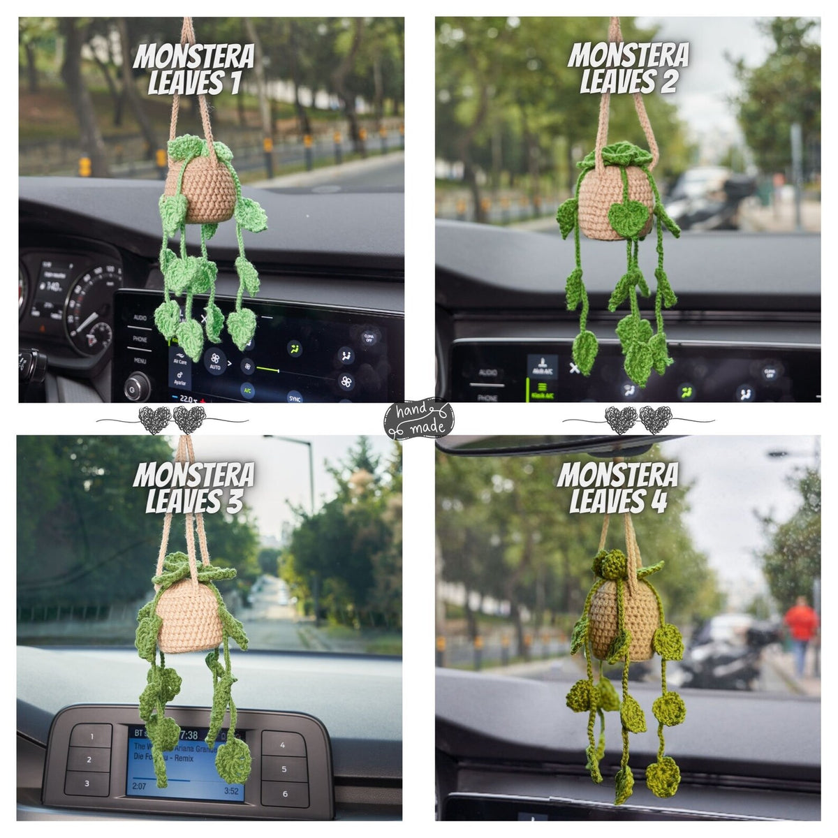 Personalized Crochet Plant Car Hanging • Custom Car Accessories