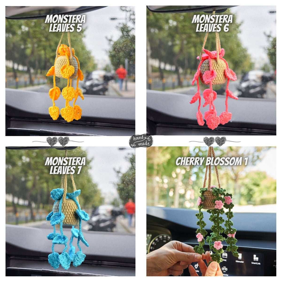 Personalized Crochet Plant Car Hanging • Custom Car Accessories