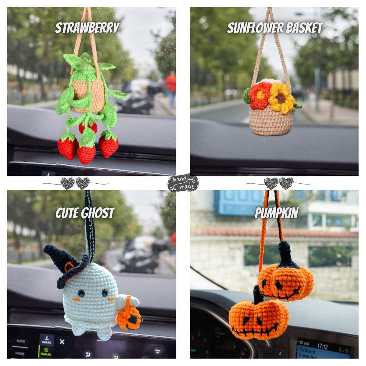 Personalized Crochet Plant Car Hanging • Custom Car Accessories