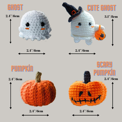 Crochet Ghost Car Accessory: Halloween Pumpkin Rearview Mirror Ornament