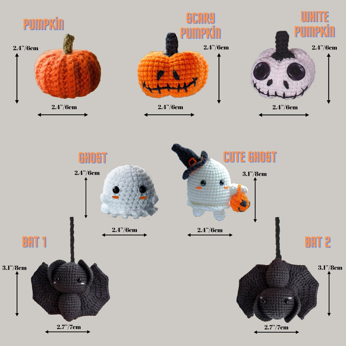 Crochet Halloween Pumpkin Car Accessory: Rearview Mirror Ornament