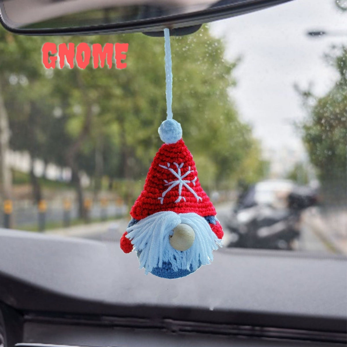 Crochet Gingerbread Man Car Charm: Christmas Rearview Mirror Decoration