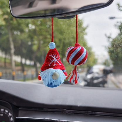 Crochet Christmas Gnome Car Accessory: Gingerbread Rearview Mirror Ornament