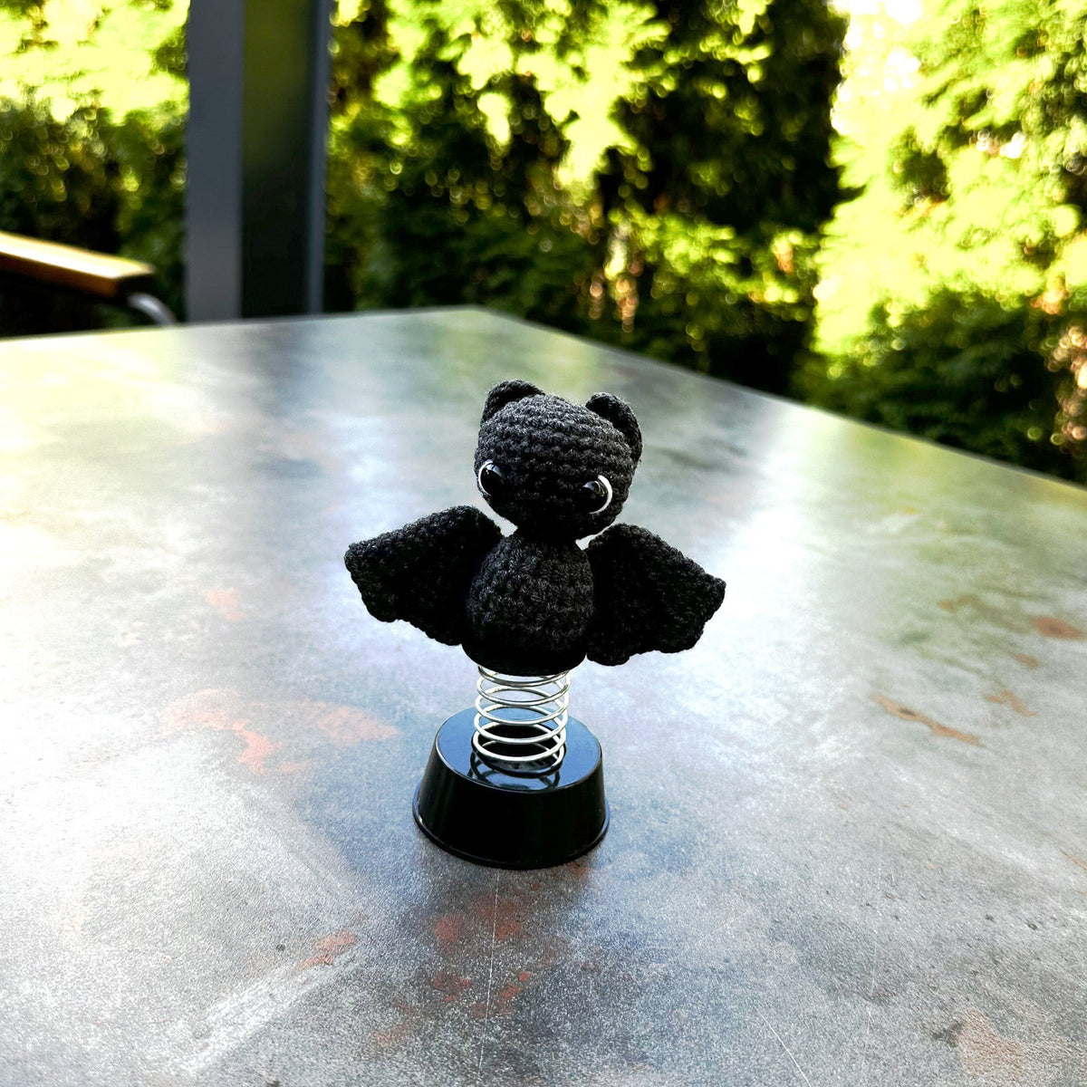 Crochet Bat Car Decor Dashboard Bobblehead, Goth Car Interior