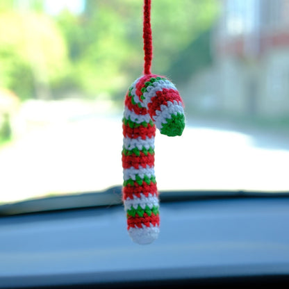 Crochet Gingerbread Ornament: Handmade Candy Cane Car Accessory