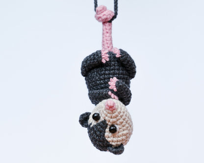 Goth Car Accessory Bat Plush Rear View Mirror Accessory for Women, Men, Teens, Cool Car Mirror Hanging Bat Car Decor, Crochet Car Charm
